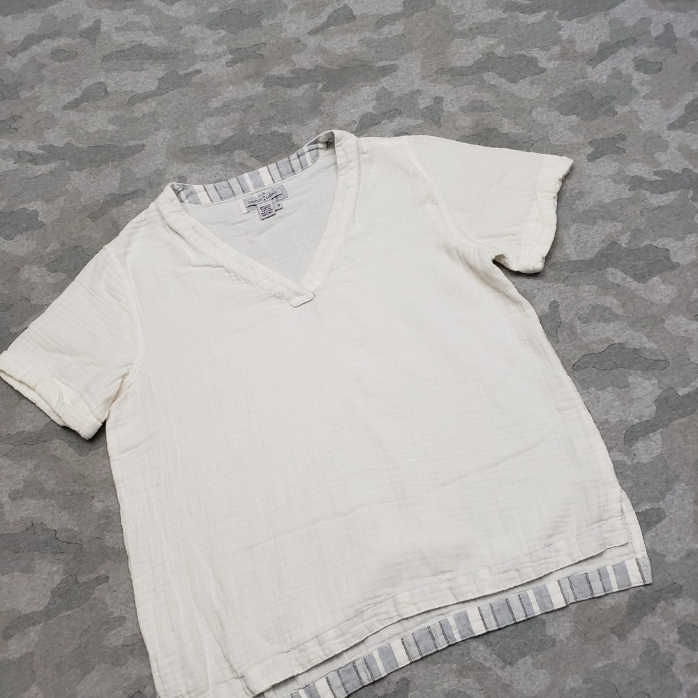 Carbon 2 Cobalt Top Womens Small White V-Neck Short Sleeve - Picture 2 of 10